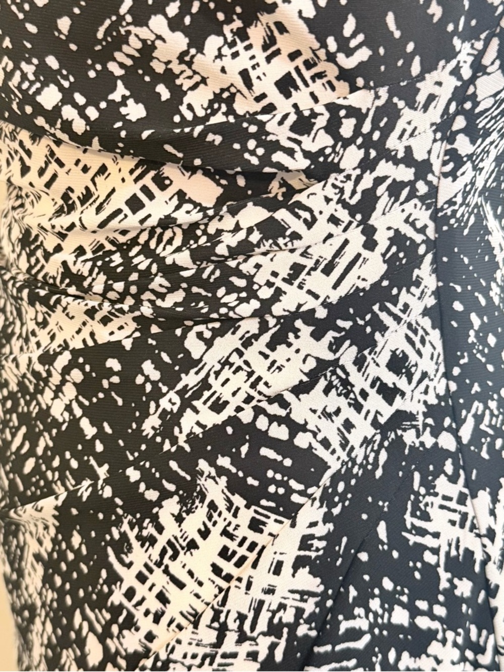 NWT Chaps Black White Abstract Ruched Sheath Dress Size Large - Picture 6 of 9